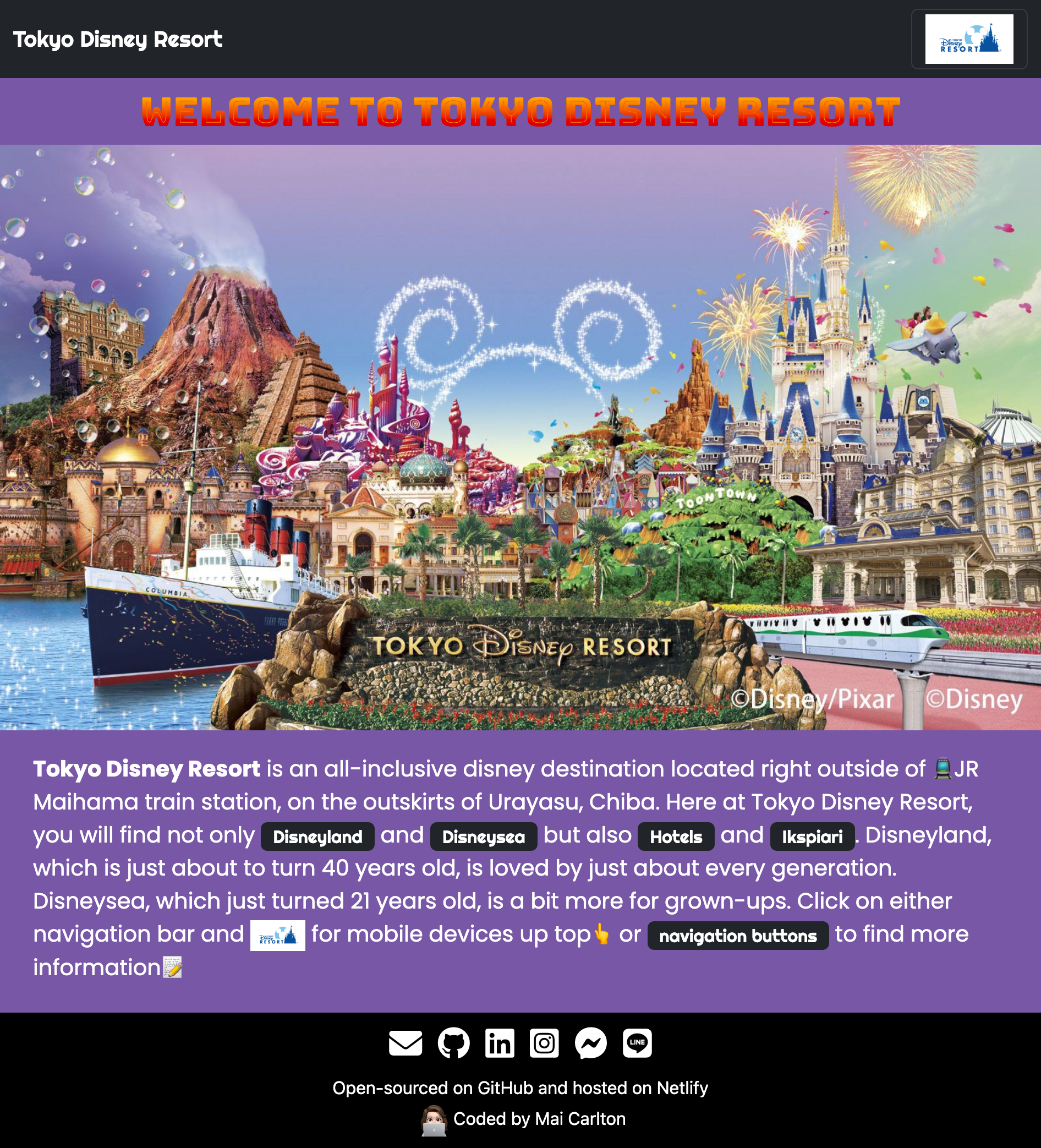 Tokyo Disney Website preview